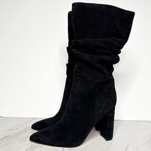 Marc Fisher Gomer Black Pointy Toe Slouch Heeled Boot 8 1/2 M